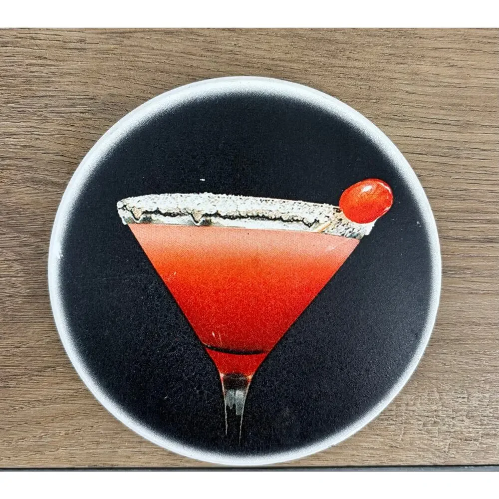 Vintage Retro Ceramic Martini Cocktail Drink Coasters - Set of 4 Black/Multi
